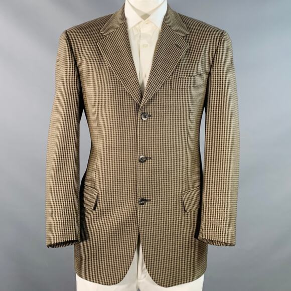 John W. Nordstrom Other - JOHN W. NORDSTROM Size 42 Brown Yellow Houndstooth Wool Sport Coat